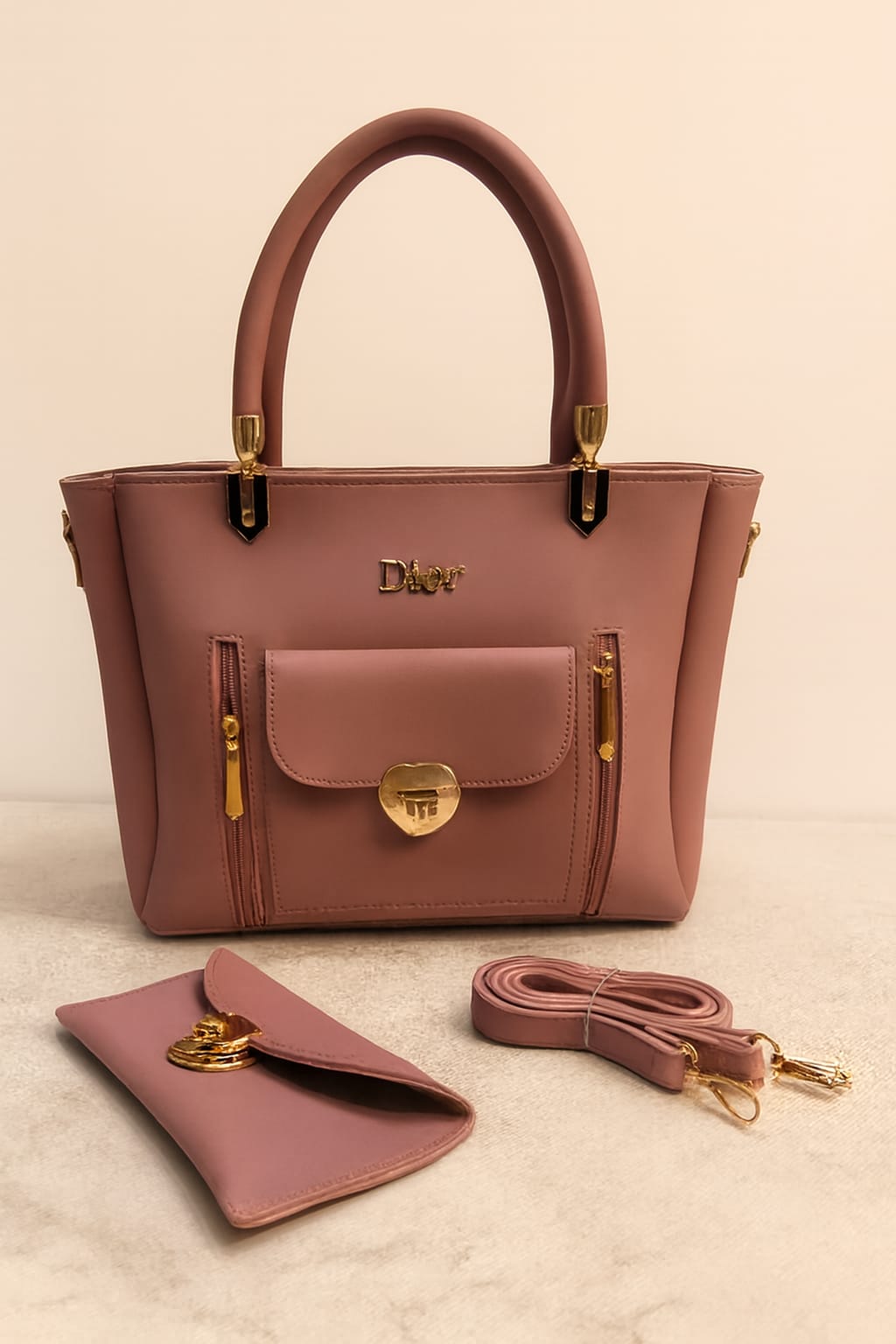 Stylish Women’s Tote Bag Set – Designer Look with Matching Clutch 💖