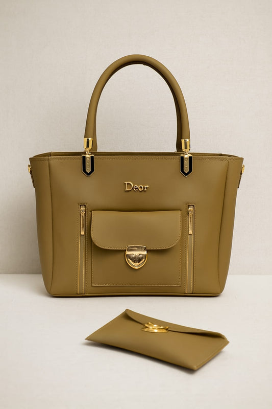 Stylish Women’s Tote Bag Set – Designer Look with Matching Clutch 💖