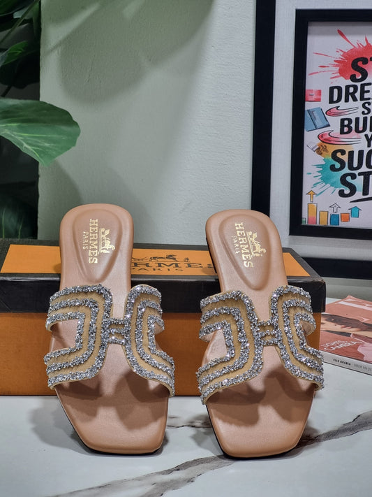 Luxury Rhinestone ✨ Embellished H-Strap Flat