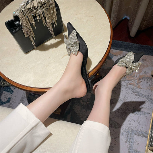 Rhinestone Bow Heel β¨