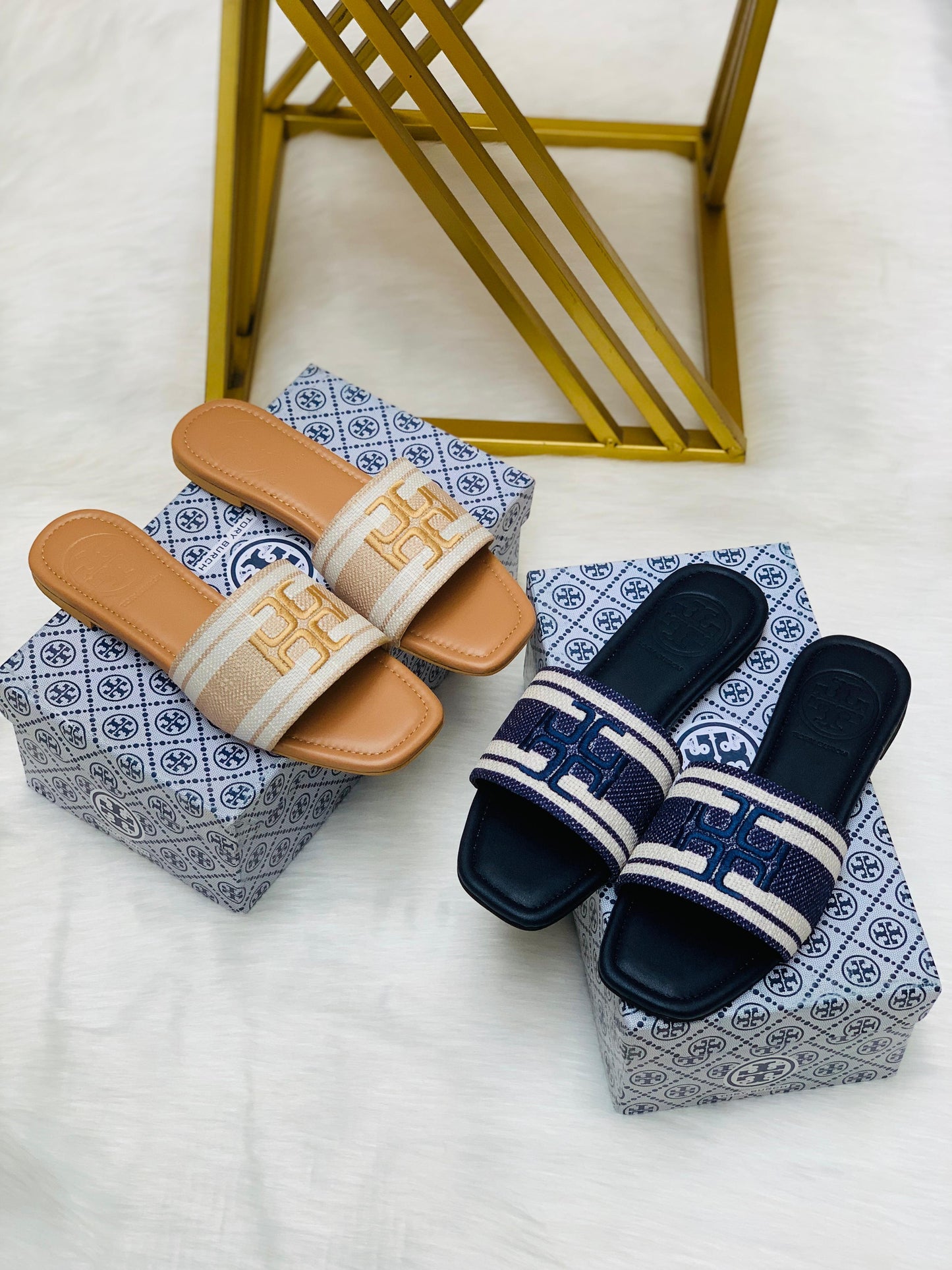 T.B Embroidery Flat Slipper