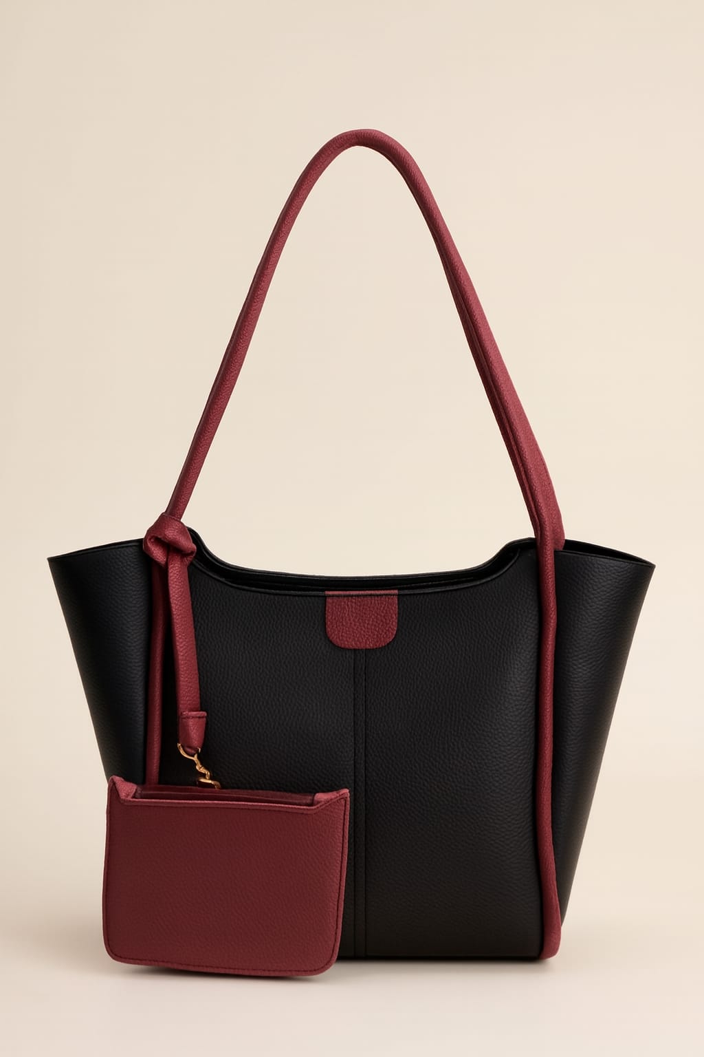 Premium Faux Leather Women’s Tote Bag with Matching Pouch - Elegant Shoulder Bag