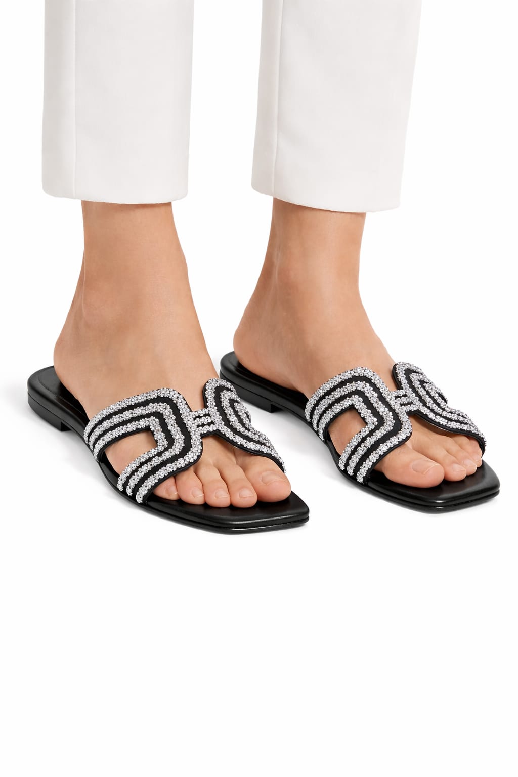 Luxury Rhinestone ✨ Embellished H-Strap Flat