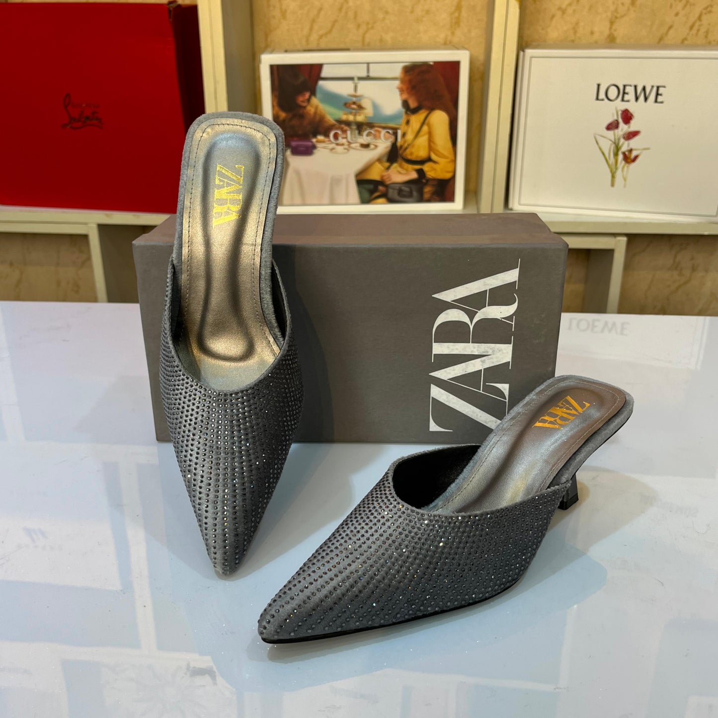 Luxe Sparkle Pointed Mules