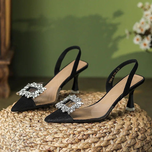 ZUNEZO Crystal Buckle ✨ Transparent Slingback Heels
