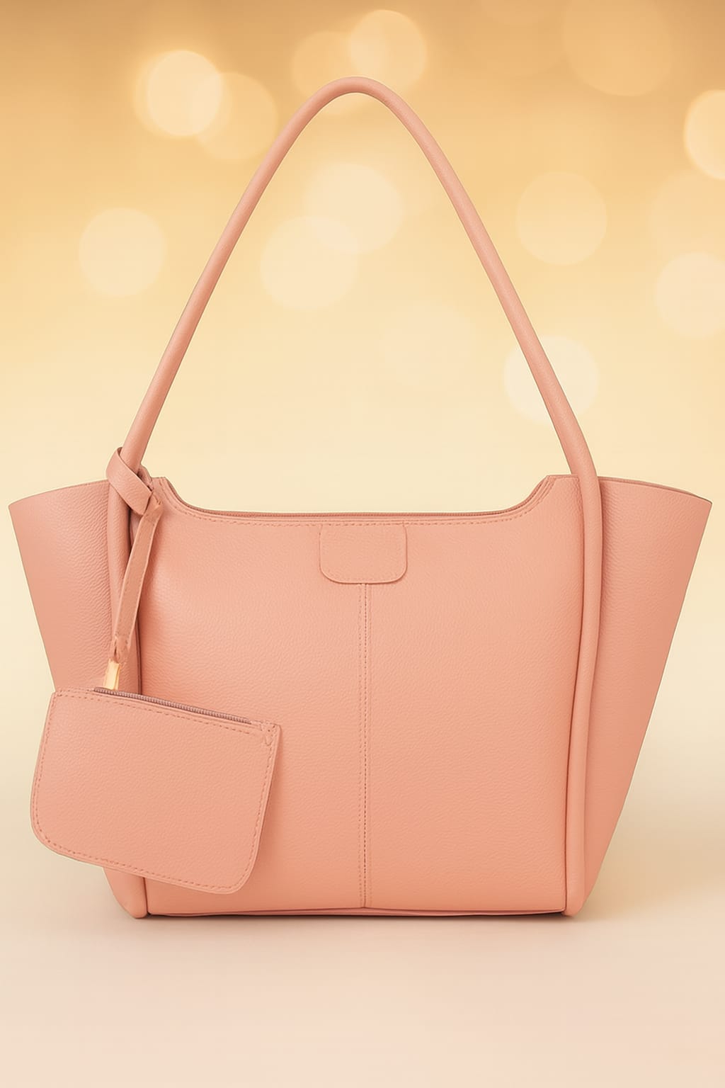 Premium Faux Leather Women’s Tote Bag with Matching Pouch - Elegant Shoulder Bag