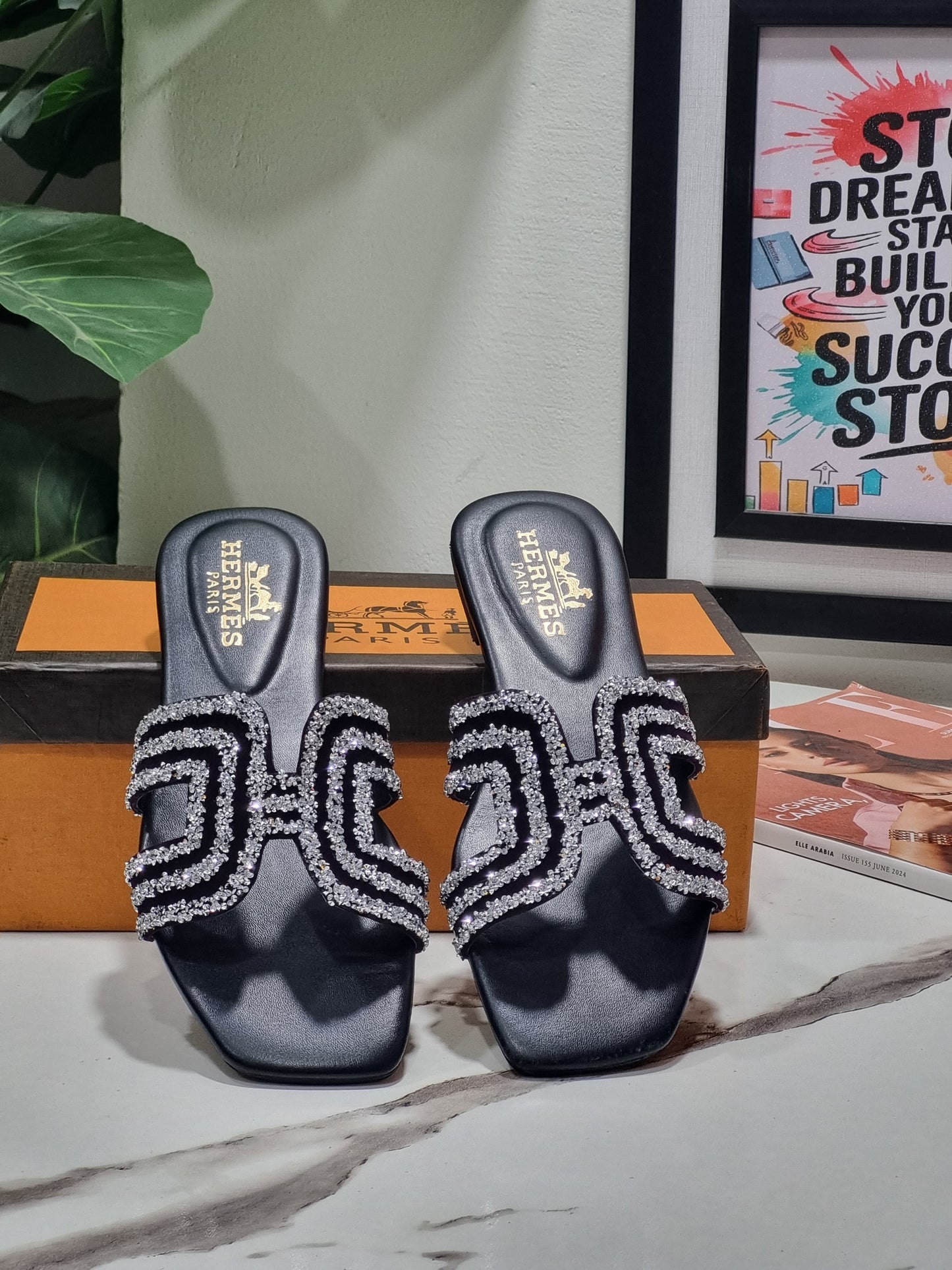 Luxury Rhinestone ✨ Embellished H-Strap Flat