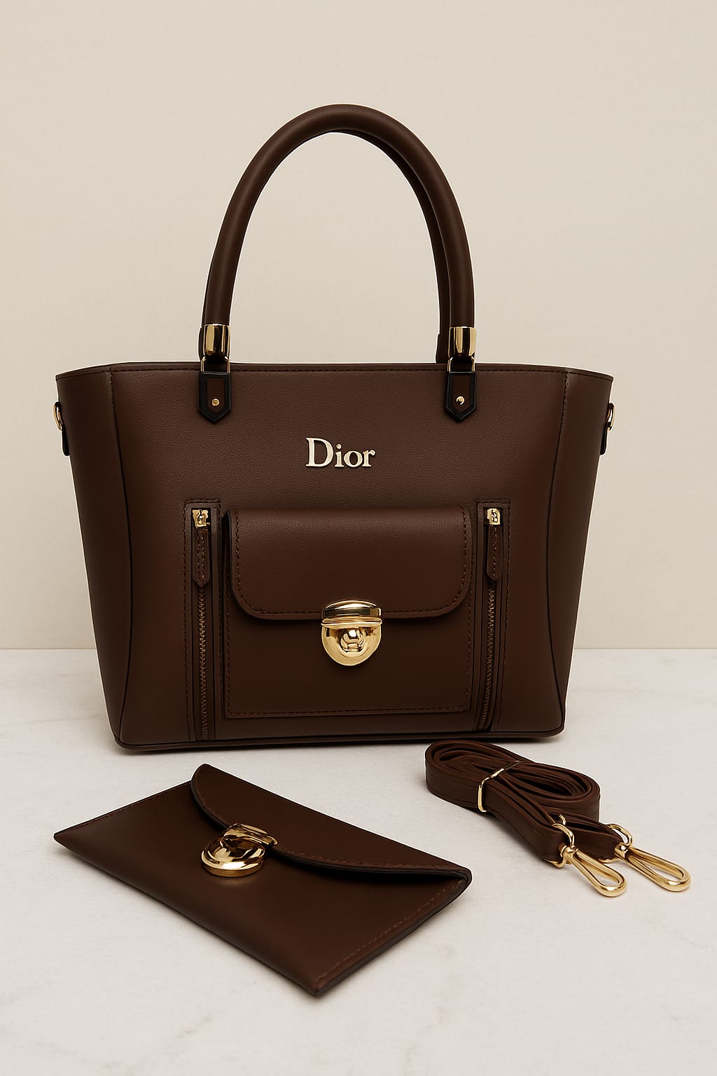 Stylish Women’s Tote Bag Set – Designer Look with Matching Clutch 💖