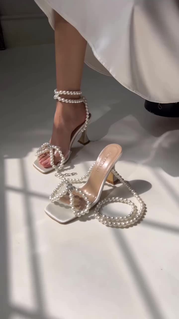Pearl Bow Stiletto Heel -013