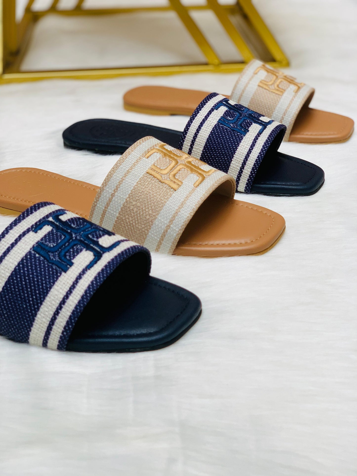 T.B Embroidery Flat Slipper