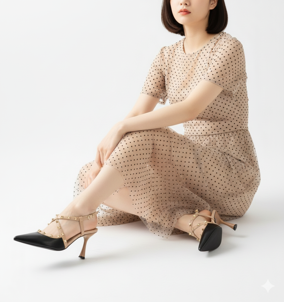 Pointed Toe Studded Stiletto Heels ✨