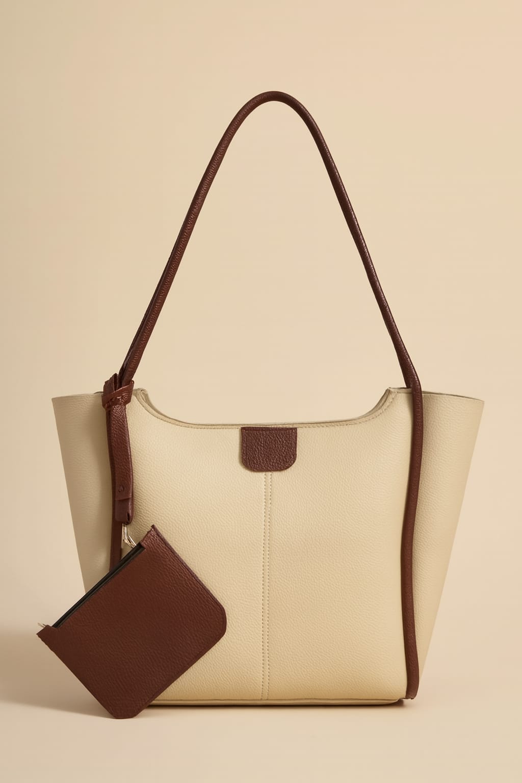Premium Faux Leather Women’s Tote Bag with Matching Pouch - Elegant Shoulder Bag