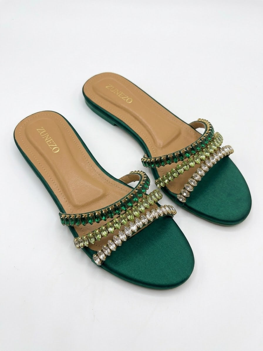 ZUNEZO Emerald Sparkle Slip-Ons -006