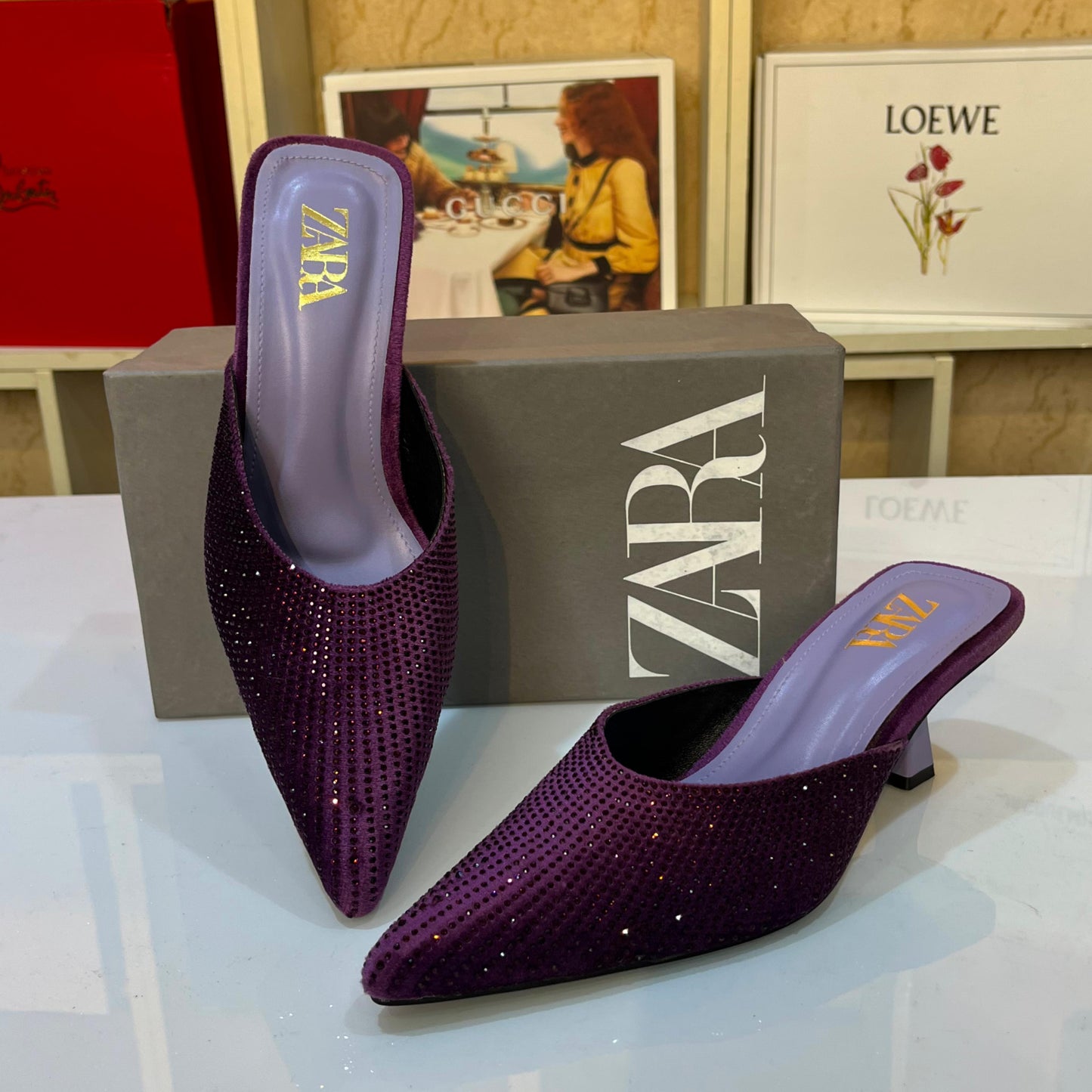 Luxe Sparkle Pointed Mules