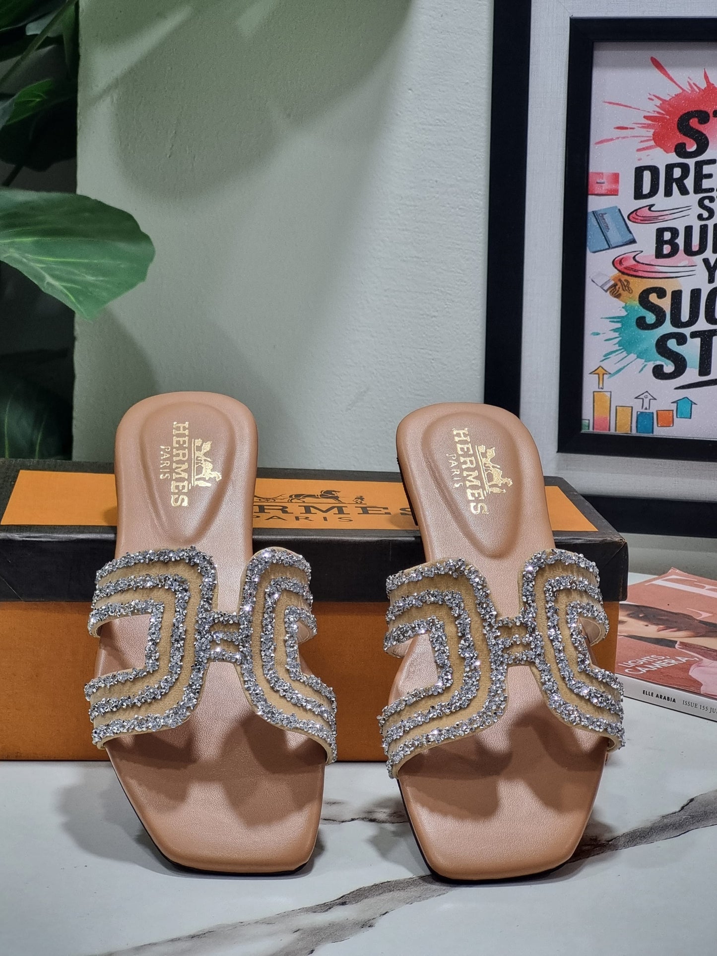 Luxury Rhinestone ✨ Embellished H-Strap Flat