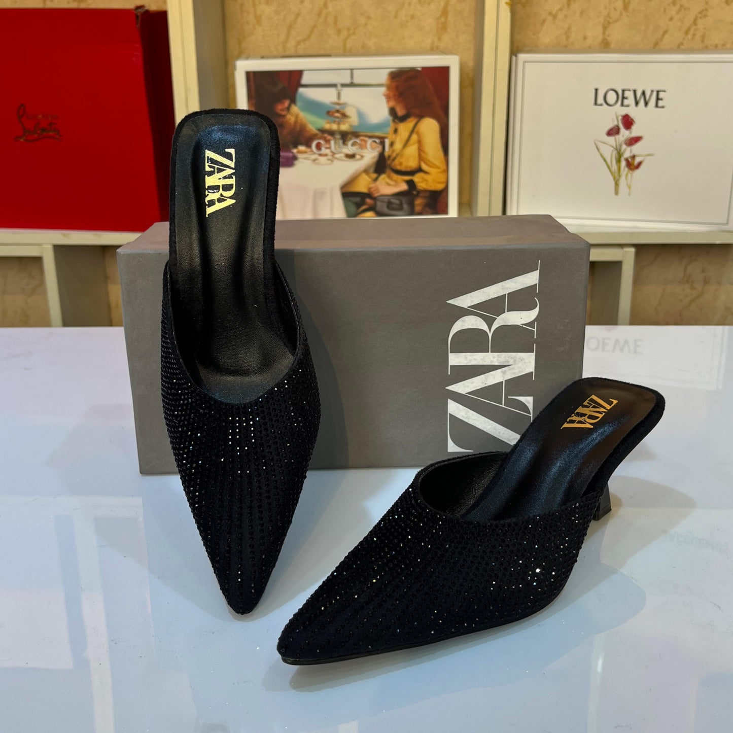 Luxe Sparkle Pointed Mules