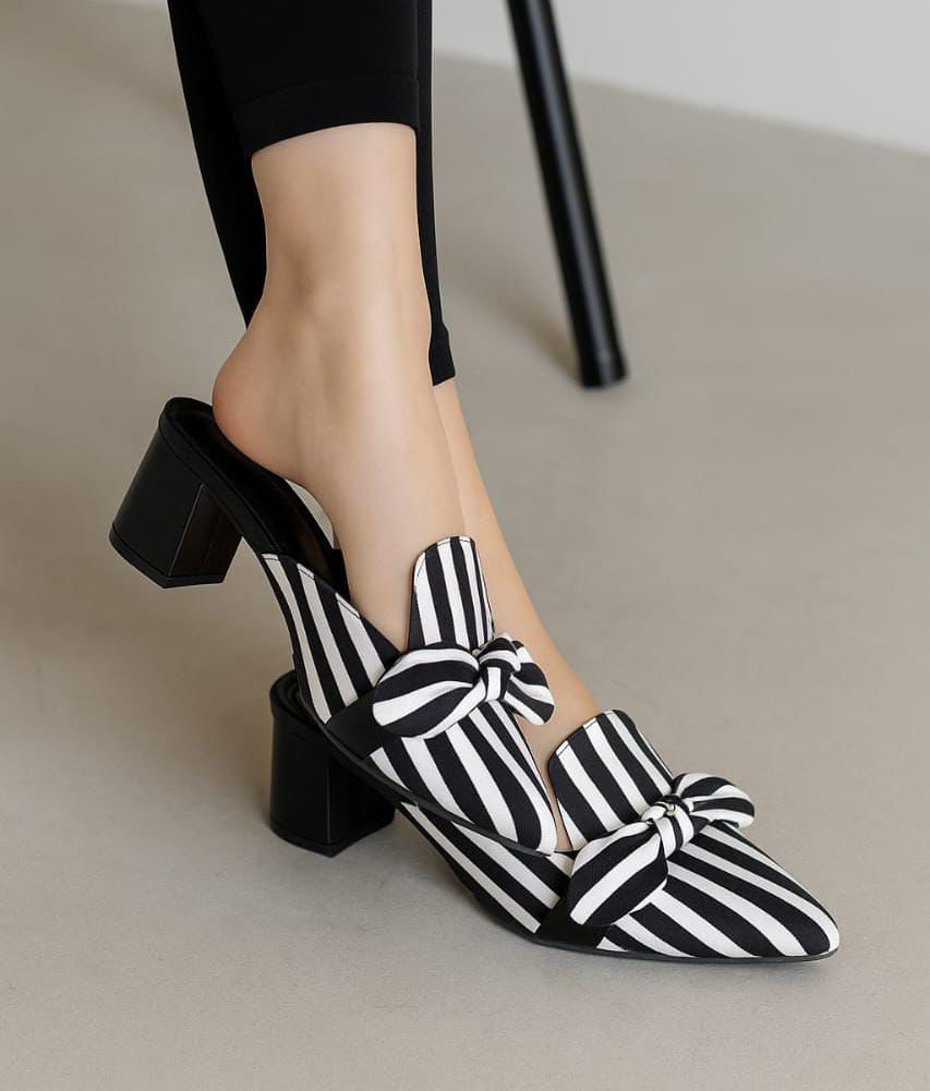 Strips Block Heel