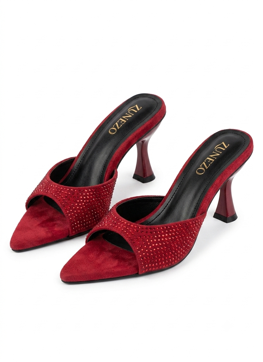 Sparkle Pointed Toe Mules Heel  #001