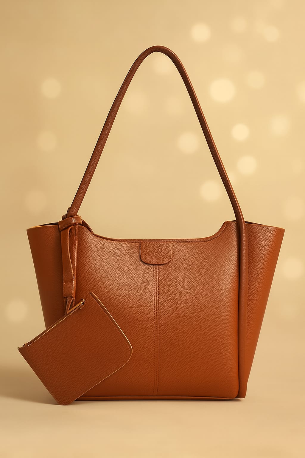 Premium Faux Leather Women’s Tote Bag with Matching Pouch - Elegant Shoulder Bag