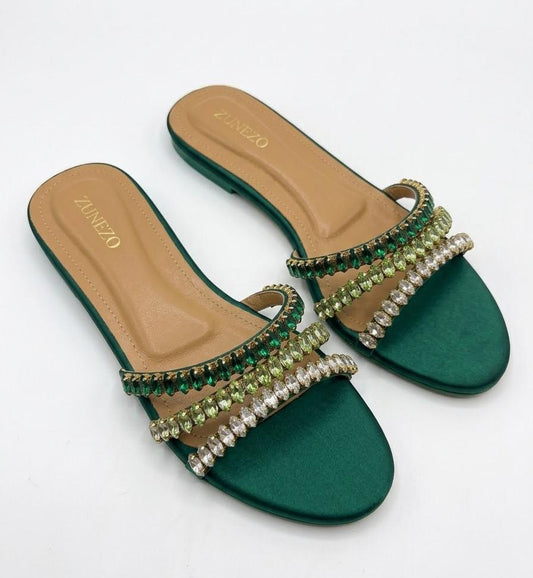 ZUNEZO Emerald Sparkle Slip-Ons -006