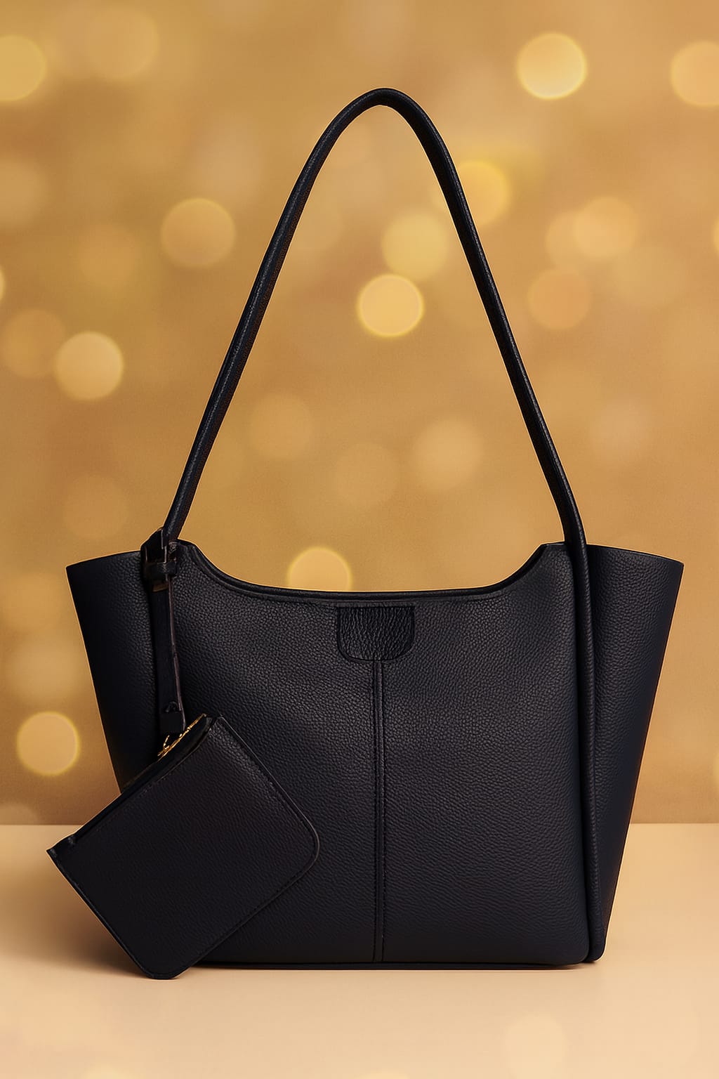 Premium Faux Leather Women’s Tote Bag with Matching Pouch - Elegant Shoulder Bag