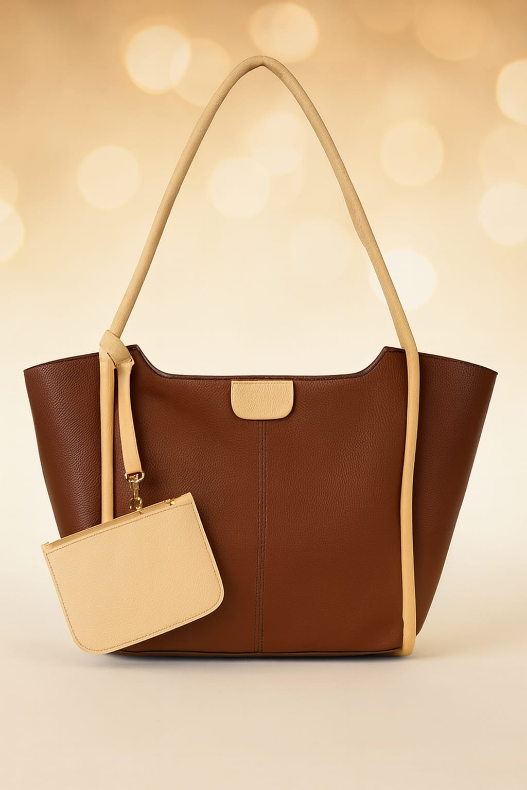 Premium Faux Leather Women’s Tote Bag with Matching Pouch - Elegant Shoulder Bag